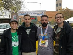 David Williams and sons after he ran a half marathon. 